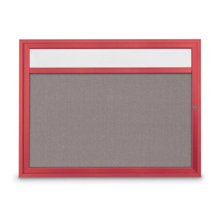 Slim Enclosed Corkboard, 30x36, Satin Alum Frame/Cloud